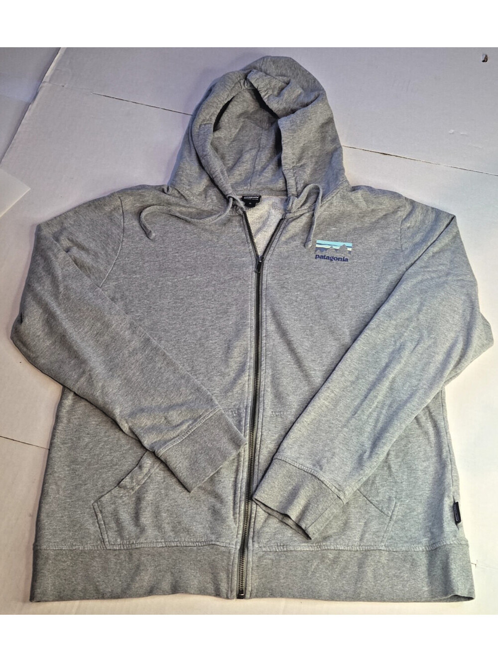Patagonia Women's XL Shop Sticker Full Zip Hoodie Gray Organic Cotton SP18